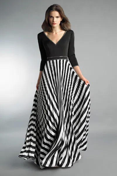 Basix Black Label Black And White Evening Gown