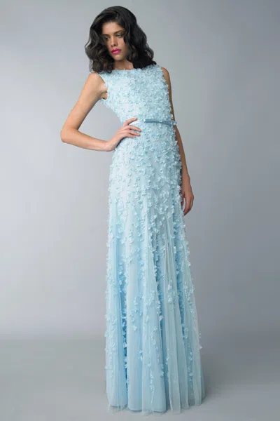 Basix Black Label Blue Petal Applique Gown In Pink