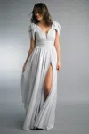 Basix Black Label Bow Shoulder Lurex Gown