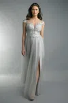 Basix Black Label Cap Sleeved Sequin Gown