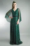 Basix Black Label Capelet Beaded Gown