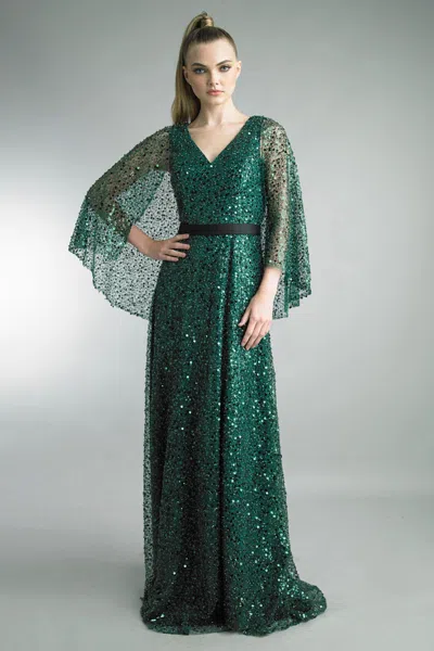 Basix Black Label Capelet Beaded Gown