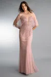 Basix Black Label Capelet Gown In Pink