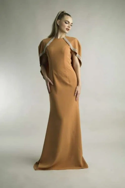 Basix Black Label Capelet Slim Gown In Black