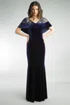 Basix Black Label Capelet Velvet Evening Gown