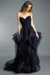 Basix Black Label Cascading Tulle Ballgown By Basix In Blue
