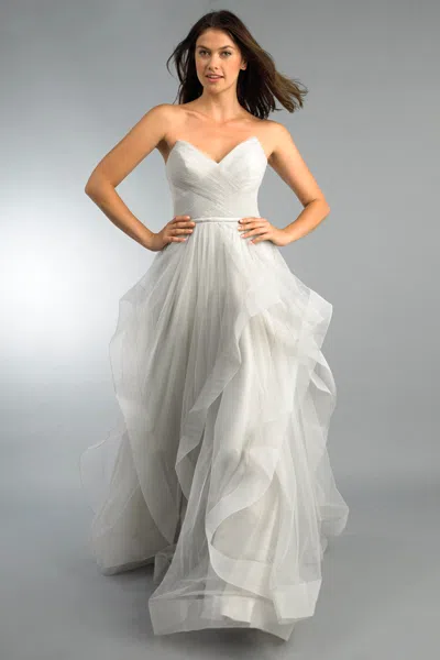 Basix Black Label Cascading Tulle Ballgown By Basix In White