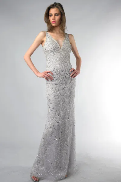 Basix Black Label Clamshell Motif Sleeveless Evening Gown