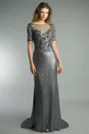 Basix Black Label Column Gown In Silver
