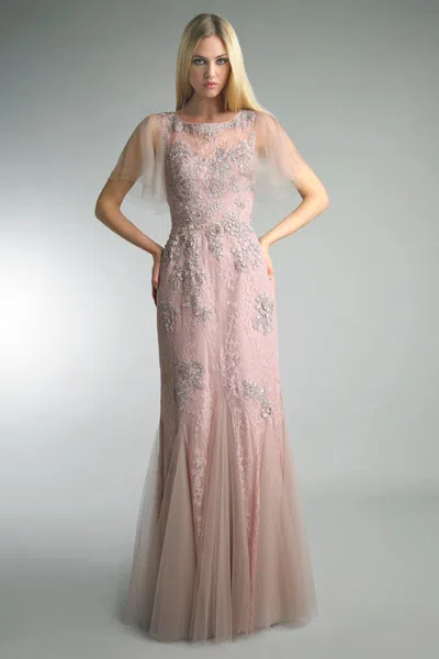 Basix Black Label Cowl Neck Evening Gown In Multi