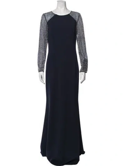 Pre-owned Basix Black Label Crew Neck Long Dress In Blue
