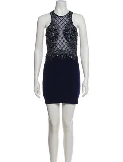 Pre-owned Basix Black Label Crew Neck Mini Dress W/ Tags In Blue