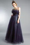 Basix Black Label Crumb Catcher Evening Gown In Blue