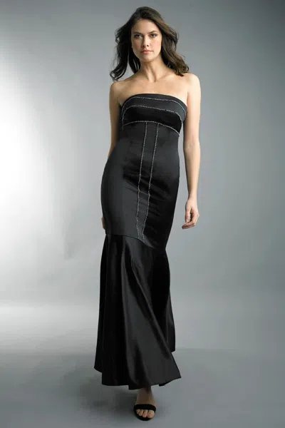 Basix Black Label Crystal-trimmed Mermaid Evening Gown In Black