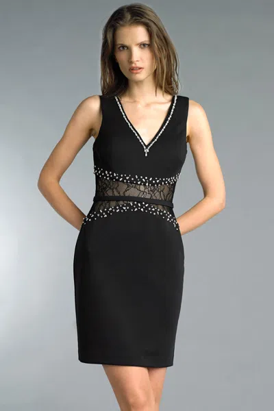 Basix Black Label Double V Neck Cocktail Dress In Black