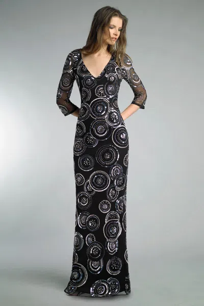 Basix Black Label Double V Neck Evening Gown