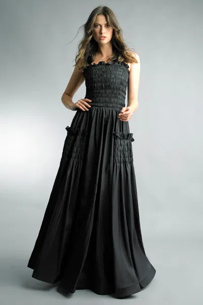 Basix Black Label Dress With Pleated Torso And Pockets In Black