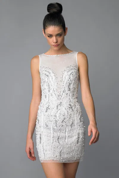 Basix Black Label Embellished Pearl Cocktail Dress In Gray