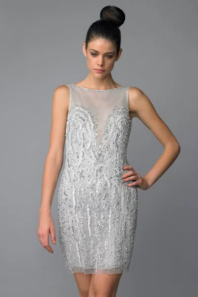Basix Black Label Embellished Pearl Cocktail Dress In Silver
