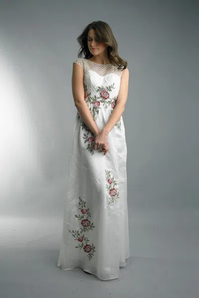 Basix Black Label Embroidered A-line Gown In White