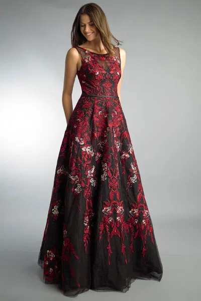 Basix Black Label Embroidered Ballgown In Multi