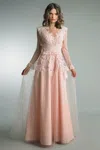 Basix Black Label Embroidered Evening Gown In Pink