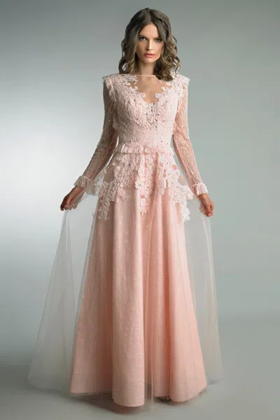 Basix Black Label Embroidered Evening Gown In Pink