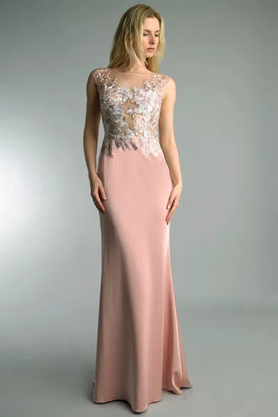 Basix Black Label Embroidered Evening Gown In Yellow