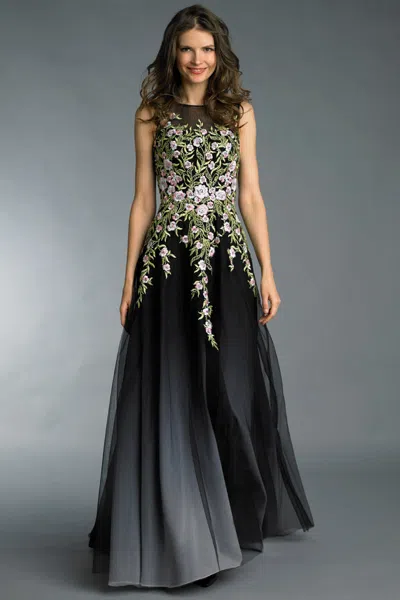 Basix Black Label Embroidered Sleeveless Evening Gown