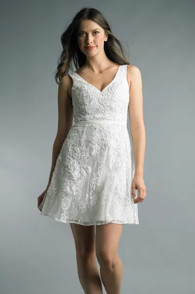 Basix Black Label Embroidered V Neck Cocktail Dress In White