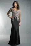 Basix Black Label Evening Dress With Applicque In Black