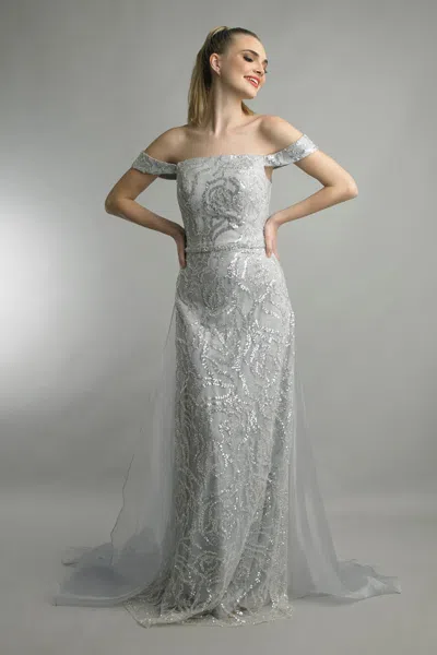 Basix Black Label Evening Gown By Basix In Silver
