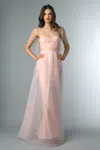 Basix Black Label Evening Gown With Cape In Pink