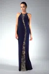 Basix Black Label Evening Gown With Nude Elements In Multi