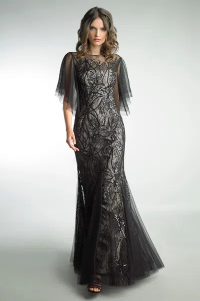 Basix Black Label Evening Gown With Short Sleeves