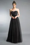 Basix Black Label Evening Gown With Sweetheart Torso In Black