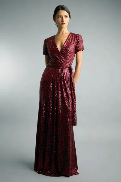 Basix Black Label Faux Side Wrap Sequin Gown