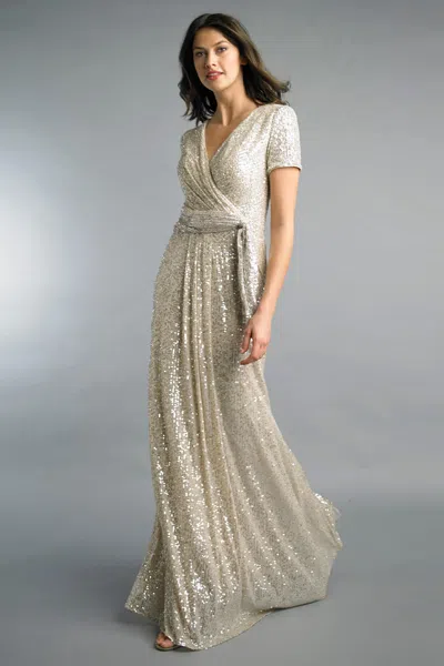 Basix Black Label Faux Side Wrap Sequin Gown