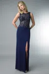 Basix Black Label Fitted Evening Dress In Blue
