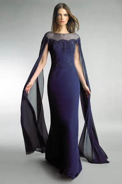 Basix Black Label Floor Length Sleeve Evening Gown