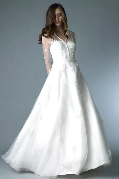 Basix Black Label Floral A-line Gown In White