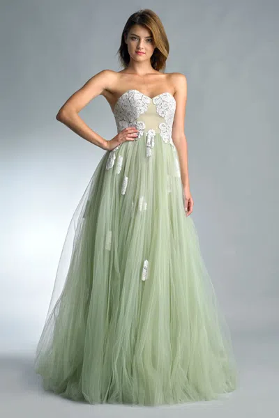 Basix Black Label Floral Embellished Gown In Green