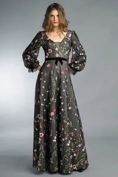 Basix Black Label Floral Evening Dress In Black