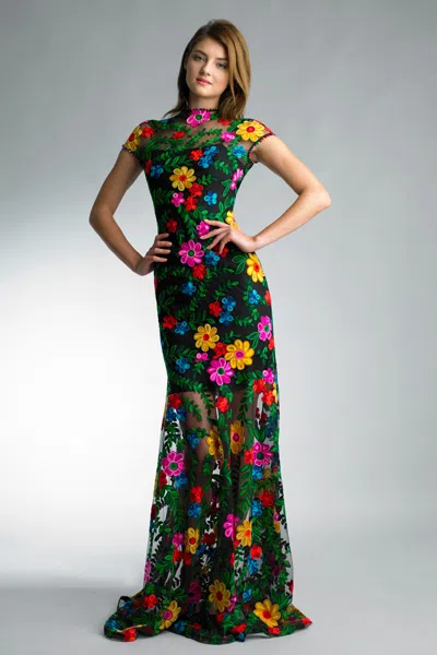 Basix Black Label Floral Mermaid Evening Gown In Multi