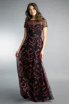 Basix Black Label Floral Motif Evening Dress