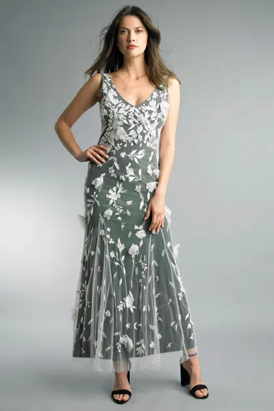 Basix Black Label Floral Motif Sleeveless Dress In Green