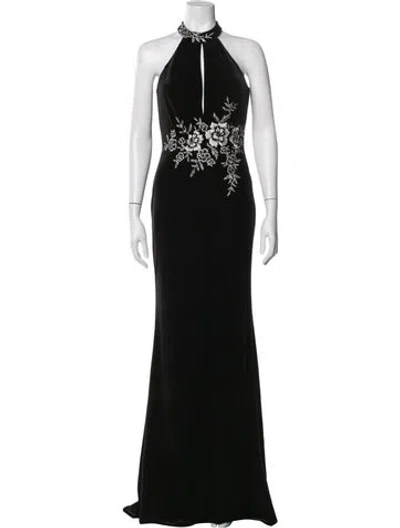 Pre-owned Basix Black Label Floral Print Long Dress In Black