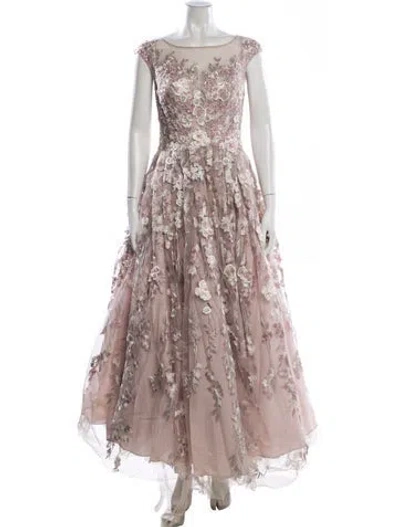 Pre-owned Basix Black Label Floral Print Long Dress In Multi