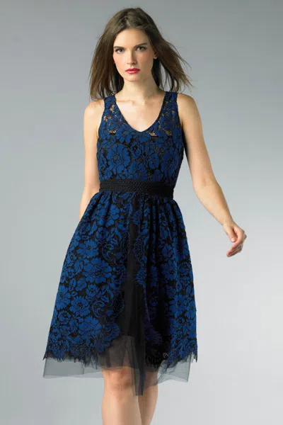 Basix Black Label Floral Sleeveless Cocktail Dress In Blue