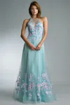 Basix Black Label Floral Sleeveless Evening Dress